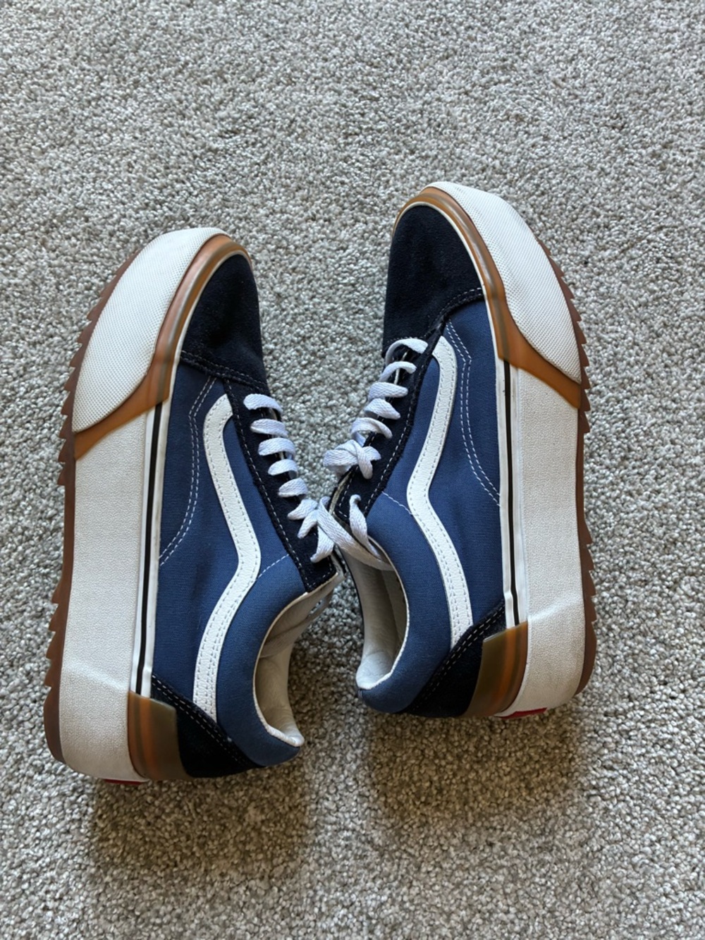 Vans Navy and White Platform Old Skool Sneakers - Picture 6 of 7